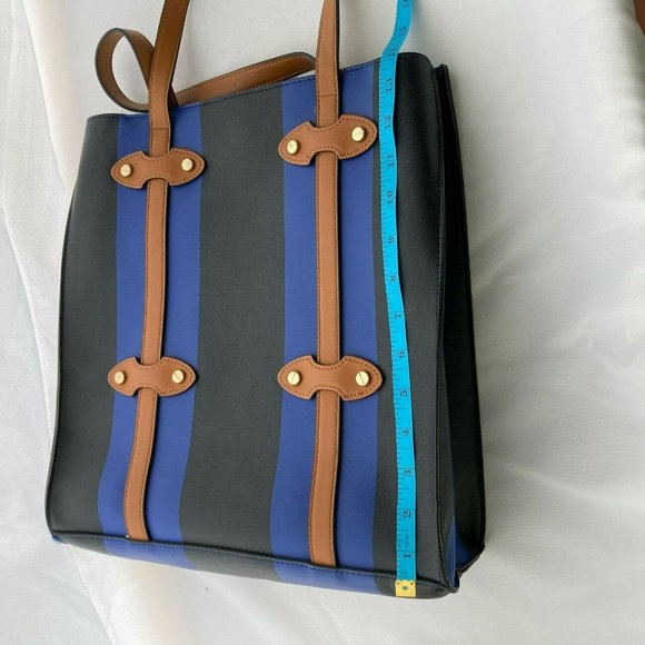 🌷  Neiman Marcus Tote Bag Blue Black colorblock - Picture 7 of 12